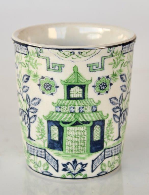 BLUE & GREEN PAGODA BEEKER  9X7.5CM